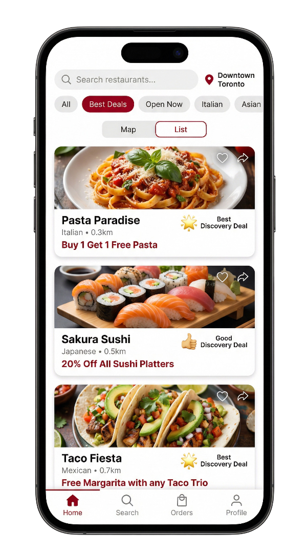 Écran de l'application